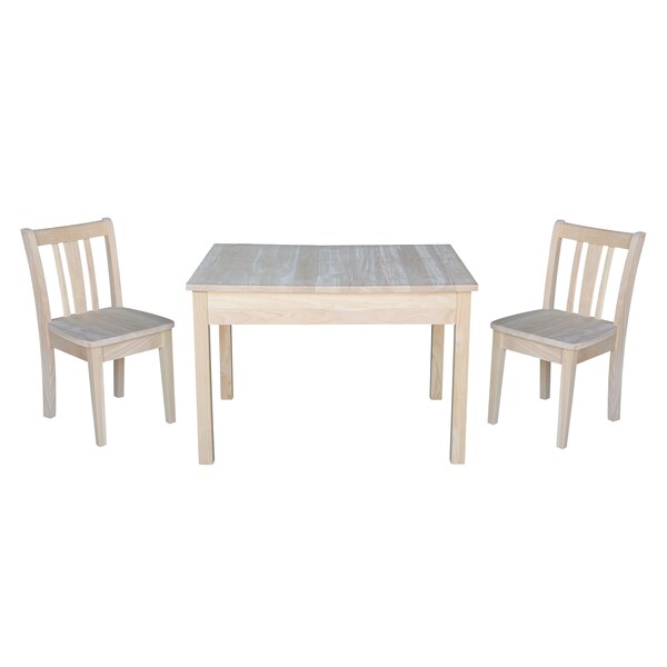 International Concepts Rectangle Table with 2 San Remo Juvenile Chairs, 24 in W, 33.1 in L, 22.2 in H, Wood, Unfinished K-JT2532L-CC105-2 - main
